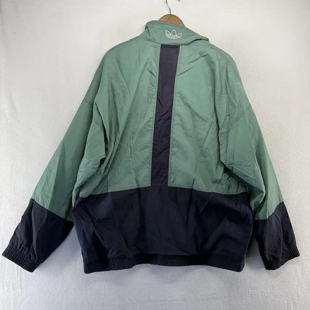 Vintage Adidas Windbreaker Jacket Men's XL Blue Full Zip Embroidered Trefoil 80s